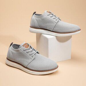 🆕Bruno Marc Men Grey Knit Flex Mesh Oxfords Lace-Up Lightweight Casual Sneakers